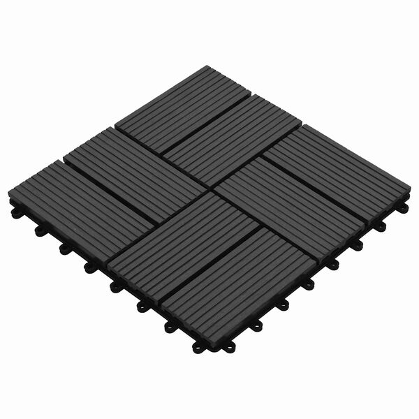 vidaXL Decking Tile 11 pcs Black 30 x 30 cm WPC