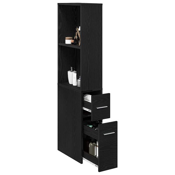 vidaXL Bathroom Furniture Set Wall-mounted Black Oak 22 x 41 x 135 cm