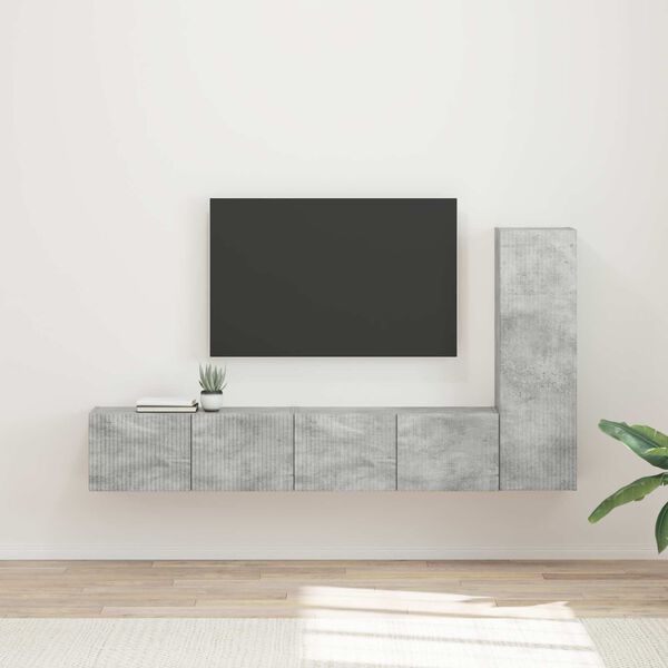 vidaXL TV Cabinet Set Wall-mounted 3 pcs Concrete Grey Engineered Wood