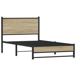 vidaXL Metal Bed Frame without Mattress Sonoma Oak 100x190 cm