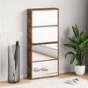 vidaXL Shoe Cabinet with Mirror 4-Layer Smoked Oak 63x17x134 cm