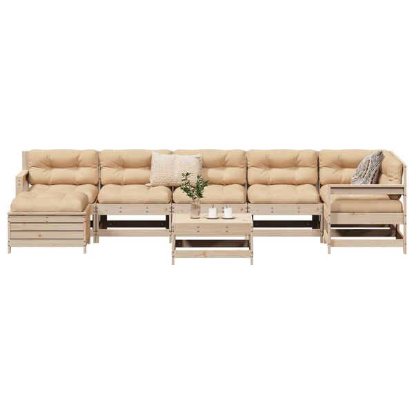 vidaXL 8 Piece Garden Sofa Set Solid Wood Pine
