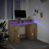 vidaXL Desk with LED Lights Artisian Oak 120x55x91 cm Engineered Wood