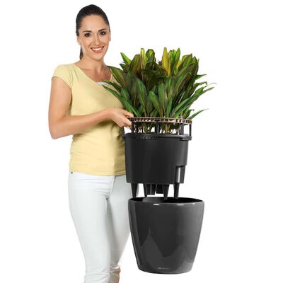 LECHUZA Planter Classico 28 LS ALL-IN-ONE Charcoal Metallic 16043