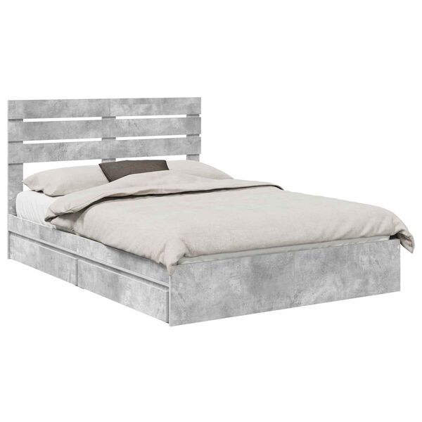 vidaXL Storage Bed Concrete Grey 150 x 200 cm Engineered Wood