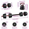 vidaXL 4-in-1 Dumbbell Set Black and Red 121 x 19.5 x 19.5 cm