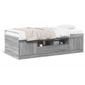 vidaXL Daybed with Drawers without Mattress Grey Sonoma 100x200 cm