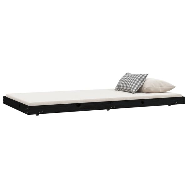 vidaXL Bed Frame without Mattress Black 90x200 cm Solid Wood Pine