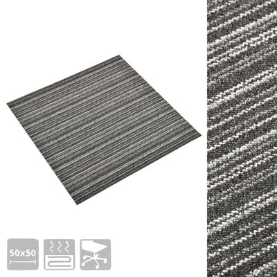 vidaXL Carpet Floor Tiles 20 pcs 5 m² 50x50 cm Striped Anthracite