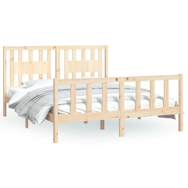 vidaXL Bed Frame without Mattress Solid Wood Pine 150x200 cm King Size King Size
