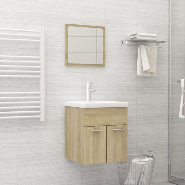 vidaXL 2 Piece Bathroom Furniture Set Sonoma Oak Engineered Wood