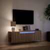 vidaXL TV Wall Cabinet with LED Lights Brown Oak 135x31x39.5 cm