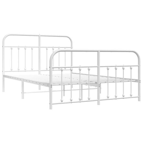 vidaXL Metal Bed Frame without Mattress with Footboard White 140x200cm