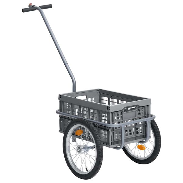 vidaXL Bike Trailer with 50 L Foldable Transportbox Grey 150 kg
