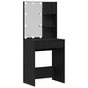 vidaXL LED Dressing Table Black oak 140 x 40 x 140 cm Engineered Wood