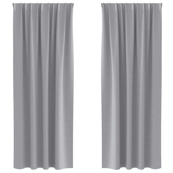 vidaXL Blackout Curtains with Rings 2 pcs Light Grey 260 x 140 cm