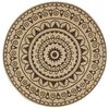 vidaXL Area Rug | Natural with dark brown print | Braided Jute | 120 cm diameter