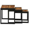 vidaXL Nesting Table 3 pcs Brown and Black Solid Acacia Wood and Metal