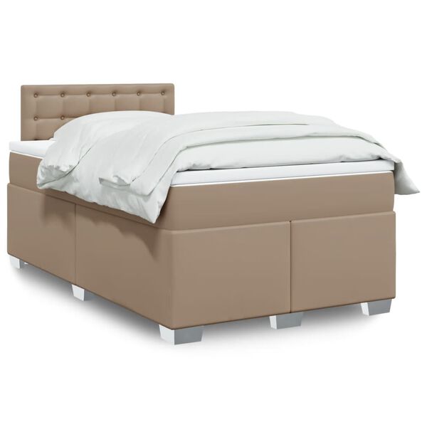 vidaXL Box Spring Bed with Mattress Cappuccino 120x190 cm Faux Leather