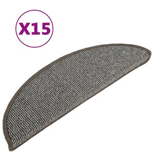 vidaXL Stair Mats 15 pcs 56x17x3 cm Grey Half Round