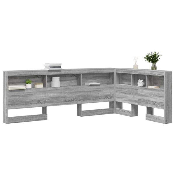 vidaXL Storage Headboard with Shelf Grey Sonoma 120 cm Engineered Wood