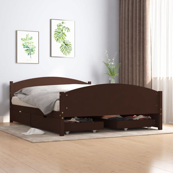 vidaXL Bed Frame without Mattress Dark Brown 140x200 cm Solid Wood
