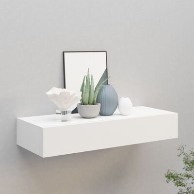 vidaXL Wall-mounted Drawer Shelf White 60x23.5x10 cm MDF