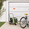 vidaXL Pet Bike Trailer Green and Grey Oxford Fabric and Iron