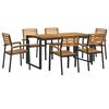 vidaXL 7 Piece Garden Dining Set Solid Wood Acacia and Metal