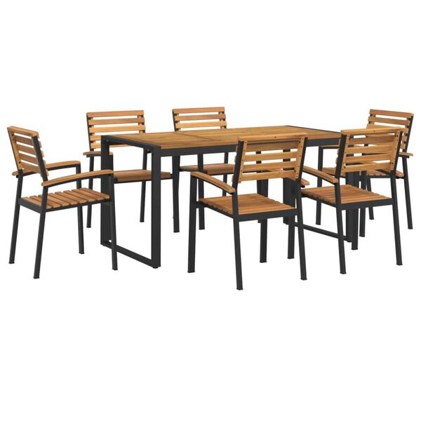 vidaXL 7 Piece Garden Dining Set Solid Wood Acacia and Metal