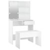 vidaXL Dressing Table Set with LED White Engineered Wood