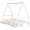 vidaXL Kids Bed Frame with Drawers White 90x200 cm Solid Wood Pine