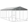 vidaXL Outdoor Dog Kennel with Roof Silver 3x7,5x2,5 m Galvanised Steel