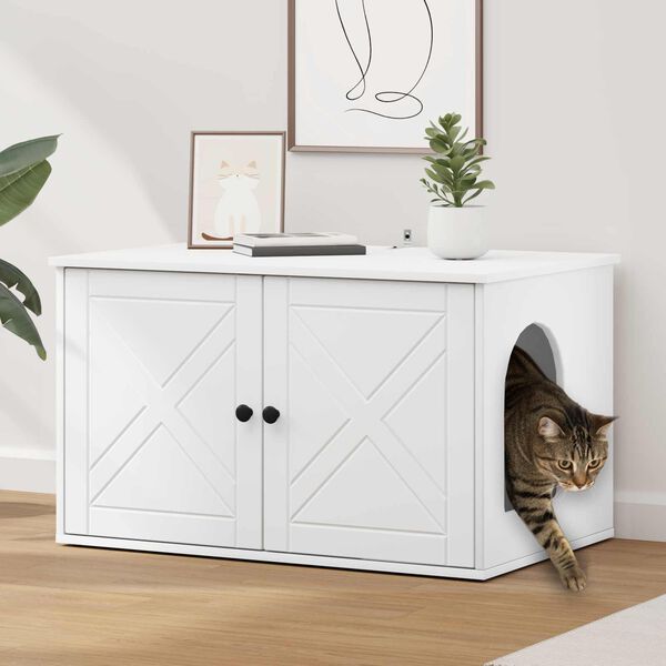 vidaXL Cat House White 85 x 55 x 50.5 cm Engineered Wood