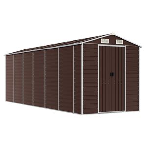 vidaXL Garden Shed Brown 191x555x198 cm Galvanised Steel