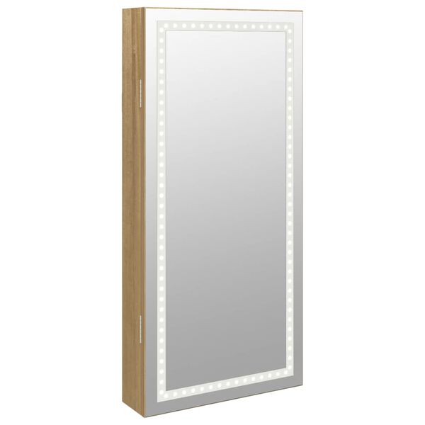vidaXL Mirror Jewellery Cabinet with LED Lights Wall Mounted