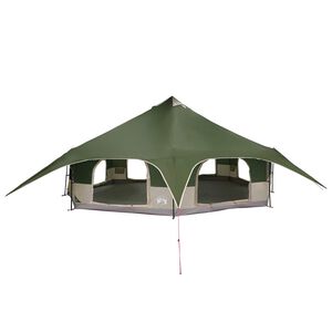 vidaXL Family Tent Green 18-Person 185T Polyester with PU Coating