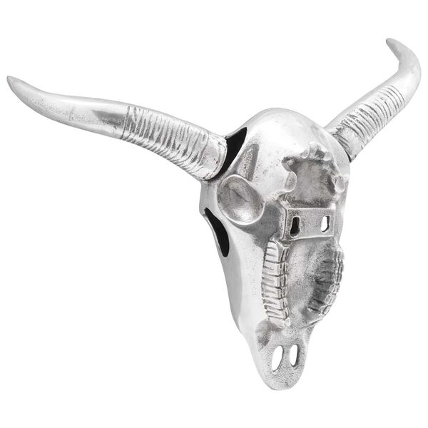 vidaXL Bull Skull Silver 34 x 13 x 53 cm Aluminium