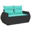 vidaXL 7 Piece Garden Sofa Set with Cushions Black Poly Rattan Acacia