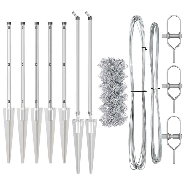 vidaXL Fence Post Silver 10 x 0.8 m (60 x 60 mm mesh) Steel