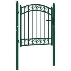vidaXL Fence Gate "EMMEN" with Arched Top Steel 100x86 cm Green