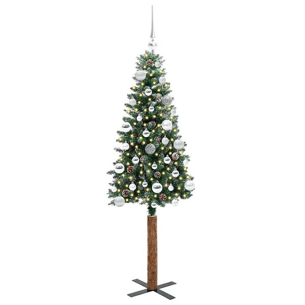 vidaXL Slim Christmas Tree with 150 LEDs Green and White 150 cm