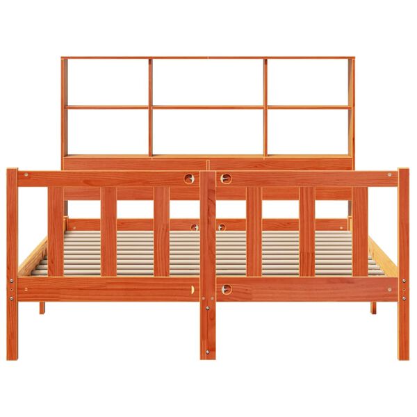 vidaXL Bookcase Bed without Mattress Wax Brown 140x190 cm Solid Wood Pine