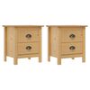 vidaXL Bedside Cabinets "Hill" 2pcs 46x35x49,5cm Solid Pine Wood