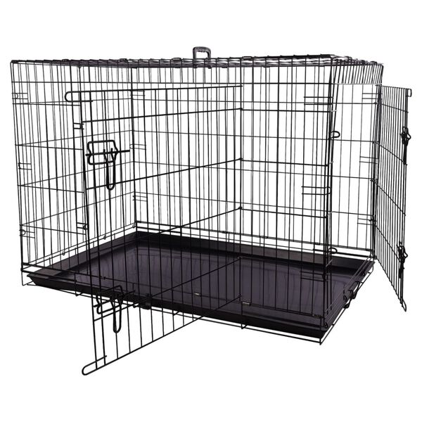 FLAMINGO Pet Wire Cage with Sliding Door Mezo XL 70x109x77 cm Black