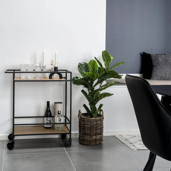 House Nordic Bar Trolley Avery 68x40x59 cm Natural and Black