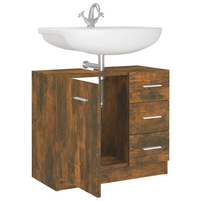 vidaXL Sink Cabinet Smoked Oak 63x30x54 cm Engineered Wood