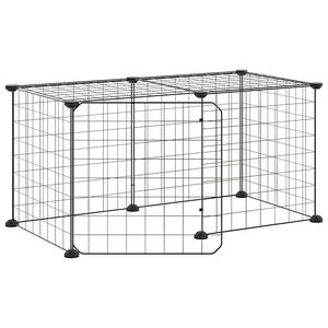 vidaXL 8-Panel Pet Cage with Door Black 70x35x35 cm Steel