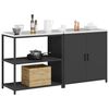 vidaXL Kitchen Storage Set with Shelf 2 pcs Black Cold-rolled Steel