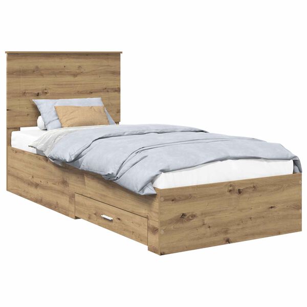 vidaXL Bed Frame with Drawer Artisan Oak 90 x 200 cm Engineered Wood